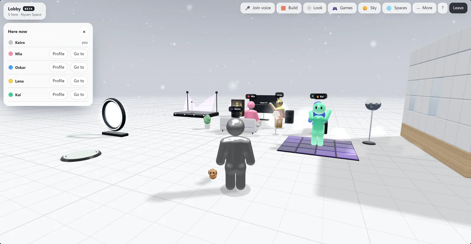Who is here: everyone in the space and what they are playing