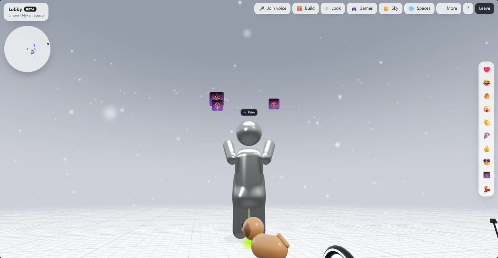 A figure flying off a jump pad